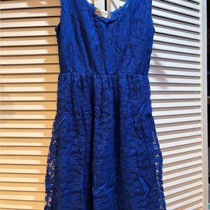 Blue Lace Sleeveless Dress
